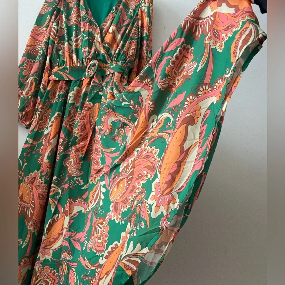 Flaying Tomato SUNNYSIDE FLORALS WOVEN MIDI DRESS size L pristine condition - Picture 13 of 17